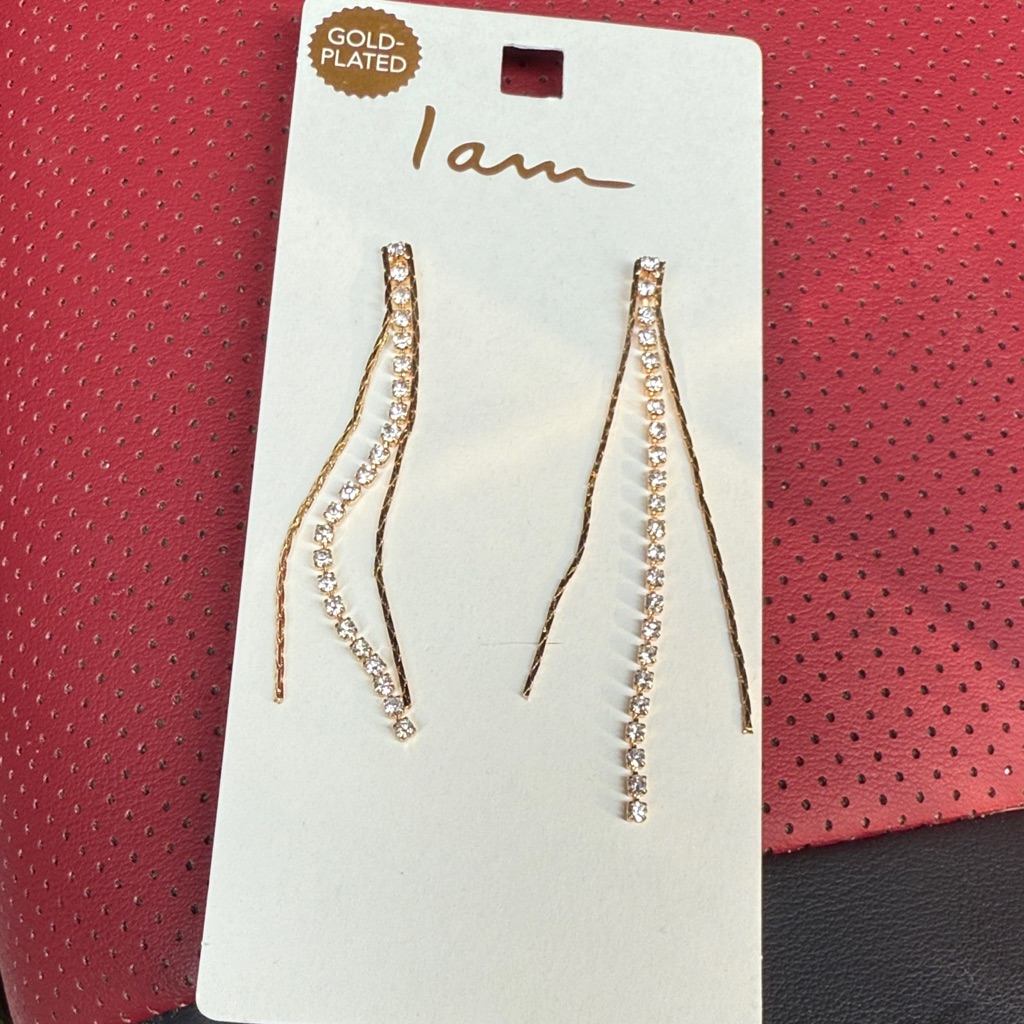 Gold-Plated Crystal Dangle Earrings